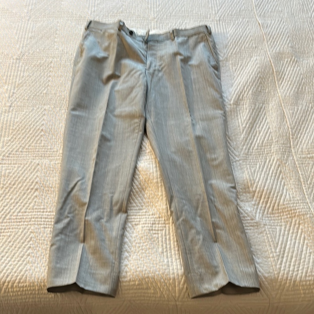 Suitsupply Gray Dress Pants with Flat-Front and Vertical Creases